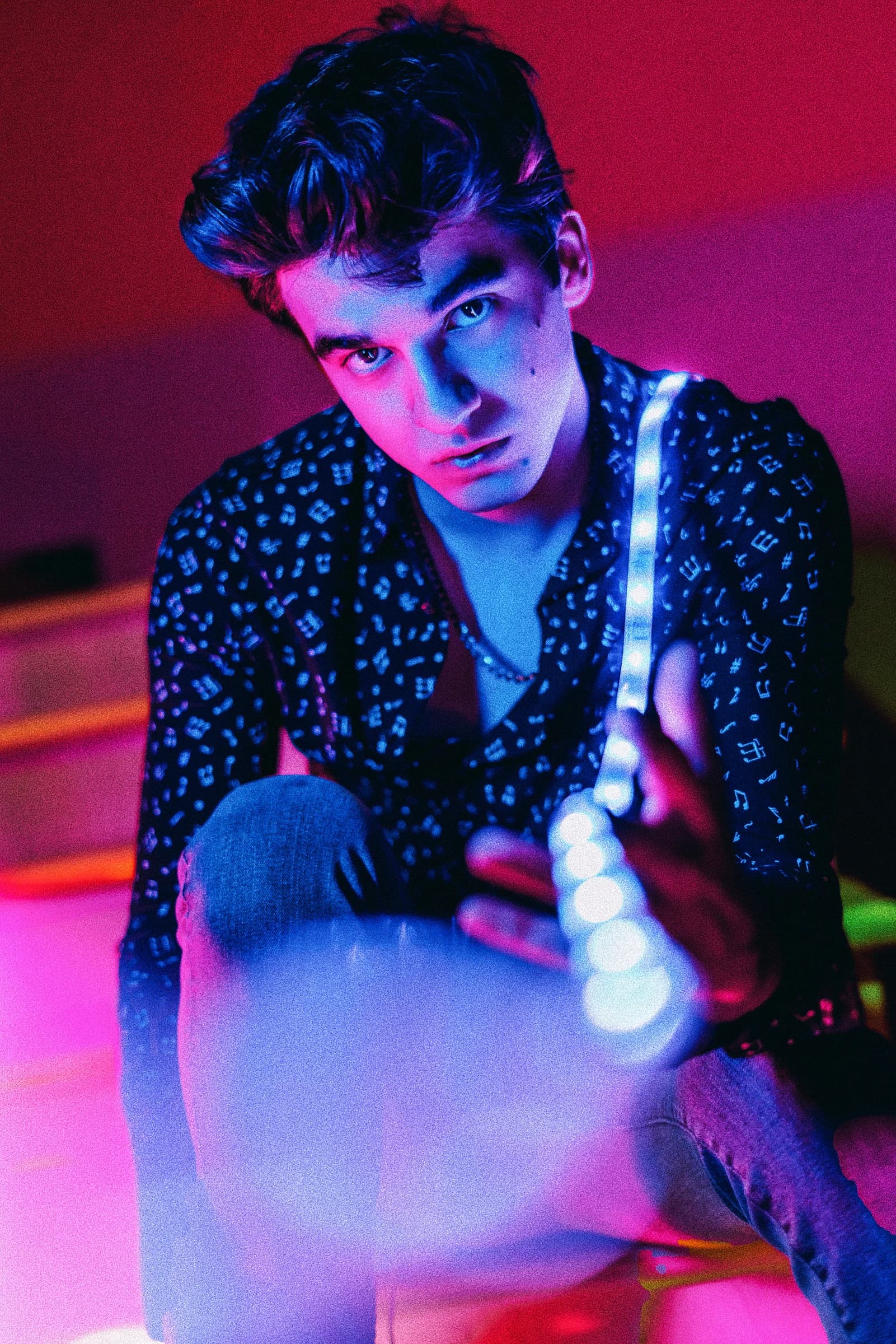 An intentional neon editorial portrait